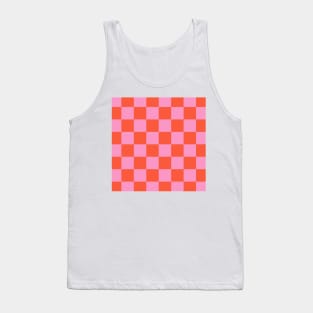 Checked pattern Orange and Pink checkerboard Tank Top